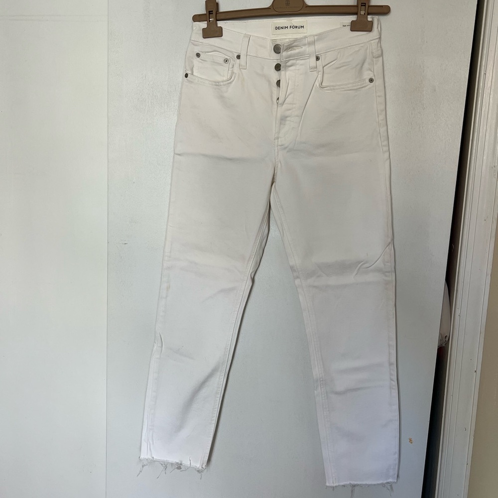 Denim forum yoko high rise slim white jeans